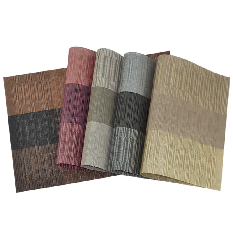 

Plain Rectangular PVC Western Food Mat Hotel Dining Table Place Mats Teslin Woven Tableware Steak Pad