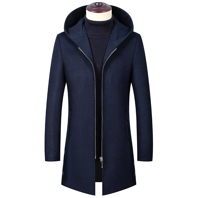 

2021 New Long Hooded Manteau Laine Homme