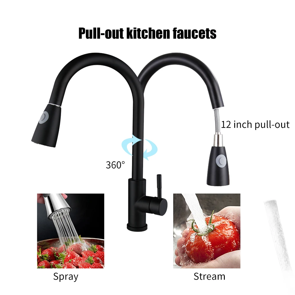 Выдвижные смесители для кухни с 2 режимами распыления раковины и душа