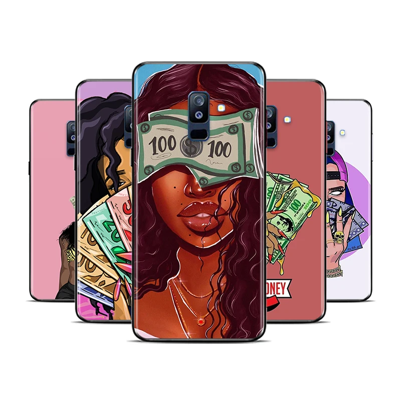 

Afro Girls Black Women Art For Samsung Galaxy A8 A9 A7 A750 A6 A5 A3 A6S A8S Star Plus 2016 2017 2018 Black Soft Phone Case
