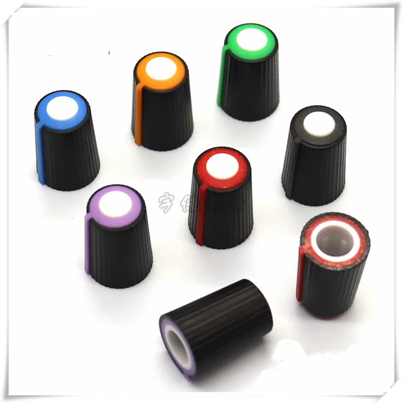 

10 Pieces Mixer Adjustment Knob Diameter 12mm Height 17mm Plastic Knob Cap 270 degrees D-Shaped Inner Hole 6mm