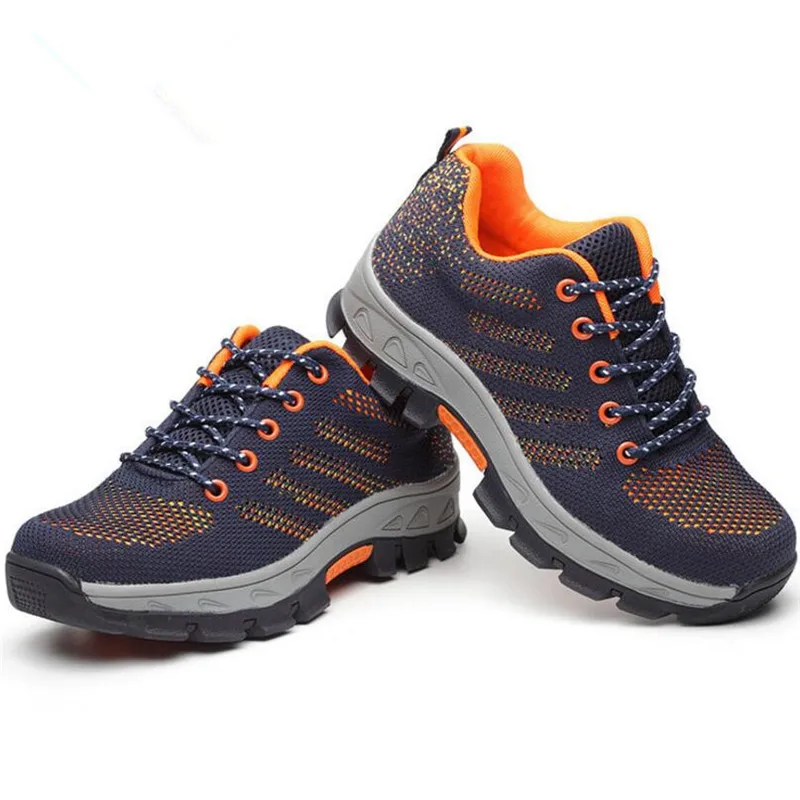 

Men's work boots winter new flying woven mesh breathable safety shoes anti-piercing steel head labor insurance men's shoe boots