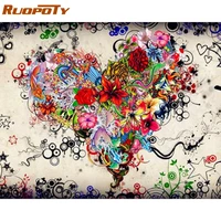 ruopoty frame diy painting by numbers kit heart landscape handpainted oil painting wall art picture diy gift for home decoration