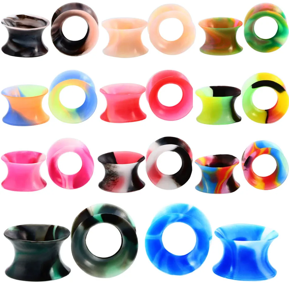 

22pcs/lot Silicone Ear Piercings Flexible Ear Plugs and Tunnels Thin Flesh Ear Gauge Ear Expander Earlets Earrings Body Jewelry