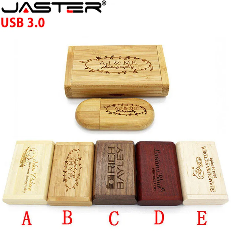 JASTER USB 3,0 Пользовательский логотип деревянный usb+ коробка ручка-накопитель 8 ГБ 16 ГБ 32 ГБ 64 Гб 128 ГБ USB флеш-накопитель Флешка карта памяти