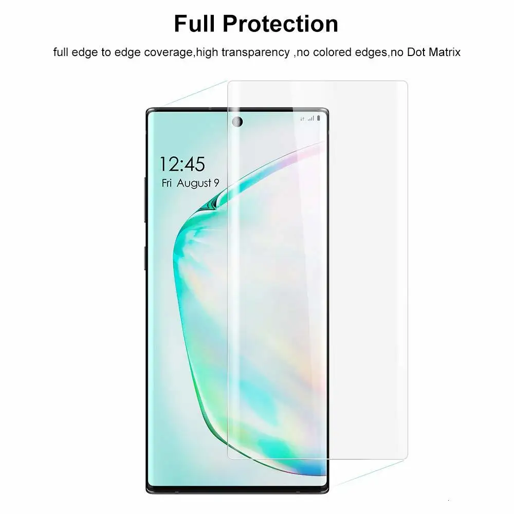 9D UV Nano жидкое закаленное стекло с изогнутыми краями для samsung Galaxy S7 Edge S8 S9 Plus Note 8 9 10 Pro Note10 Plus защита экрана