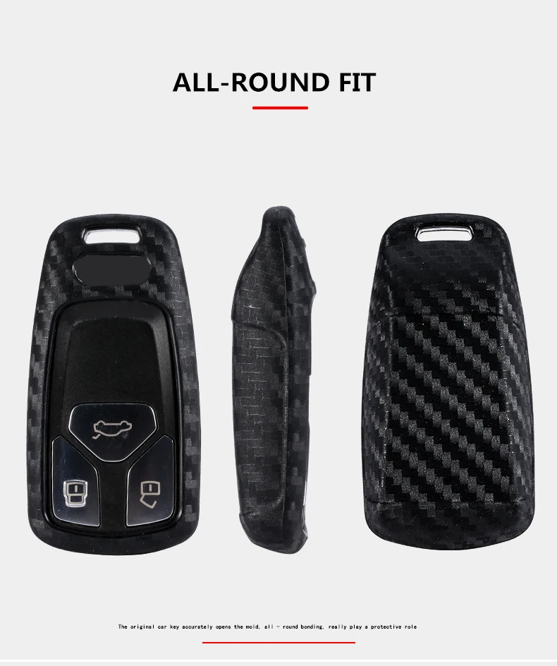 Новинка 2019 чехол для ключей из углеродного волокна с силикагелем автомобиля