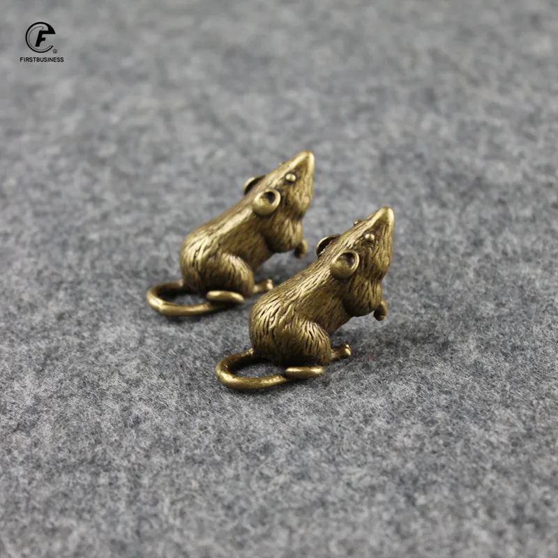 Новый Античный Зодиак из латуни статуя крысы персика украшения винтажная медная