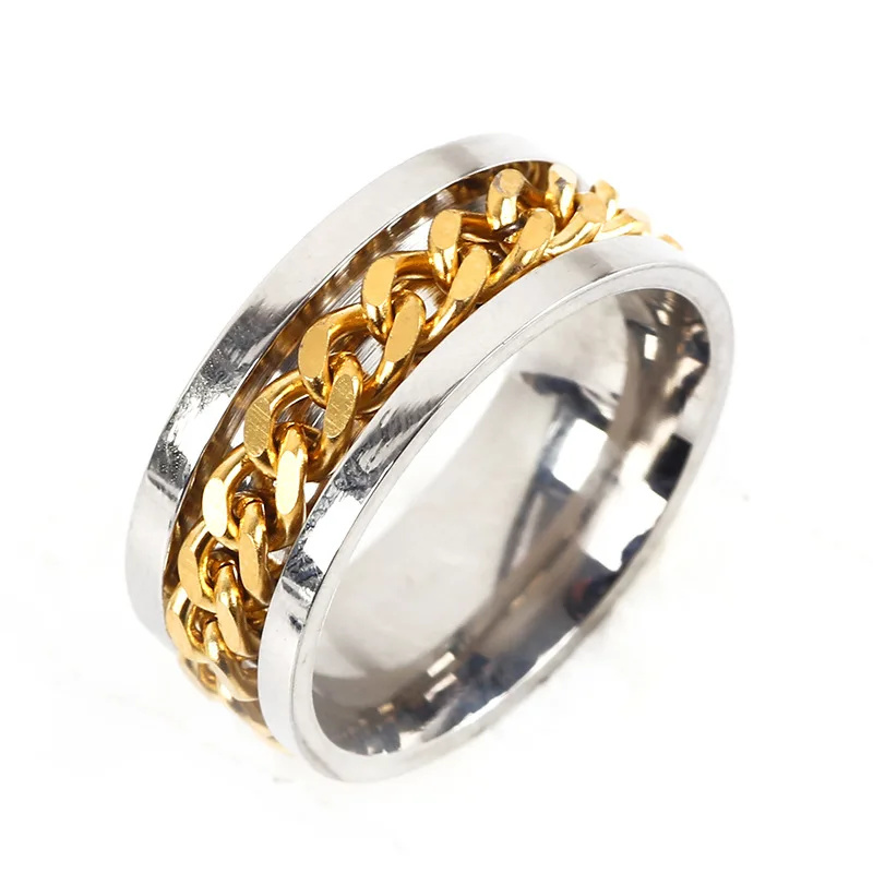 Мужское кольцо из титановой стали 10 шт. нержавеющей вращающаяся цепь украшения |