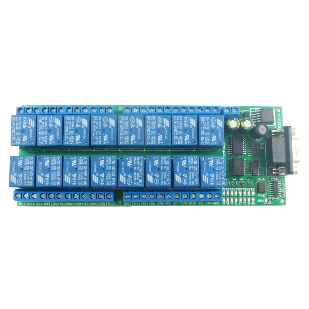 16ch DC 12V Серийный порт DB9 UART RS232 релейный модуль для PLC PC Com 3D принтер LED Home