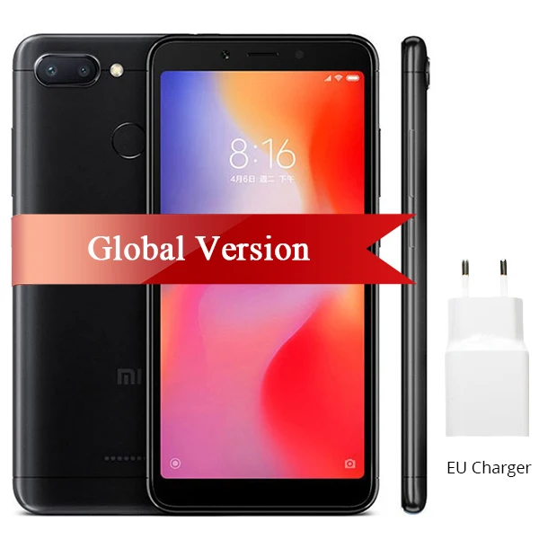 Black Xiaomi Redmi 6 с глобальной версией, 4 ГБ, 64 ГБ, смартфон Helio P22, четыре ядра, 5,45 дюйма, 18:9, полный экран, батарея 3000 мАч, двойная камера 12 МП - Цвет: Black