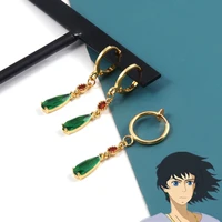 japanese anime howls moving castle earrings cosplay hayao miyazaki red crystal ear studs clip hook pendant jewelry accessories