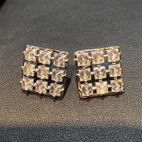 kofsac fashion shiny square geometric stud earrings for women engagement jewelry sweet 925 sterling silver earring lady gifts