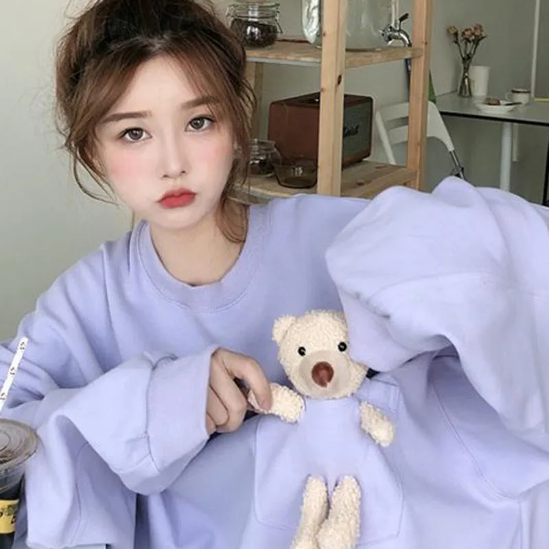 2021 Oversized Hoodie Kawaii Cute Streetwear Women Pullovers Korean Fashion Designer Soft Girl Aesthetic Female Sweetshirts