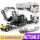 Экскаватор, контейнер, трактор, прицеп со ступенькой, грузовик, радиоуправляемая машина, техническая модель для мальчиков, игрушка, подарок для детей, MOC 42100