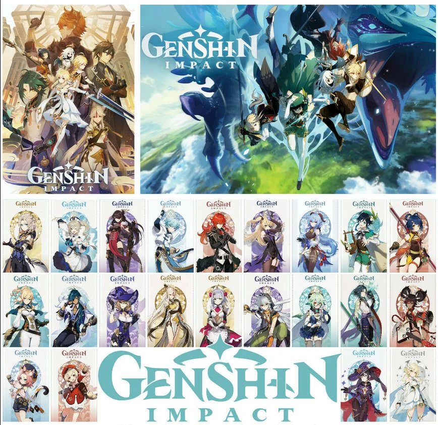

29 стилей на выбор, Классическая компьютерная игра Genshin Impact, художественный шелковый печатный плакат, Настенный декор, картина для комнаты