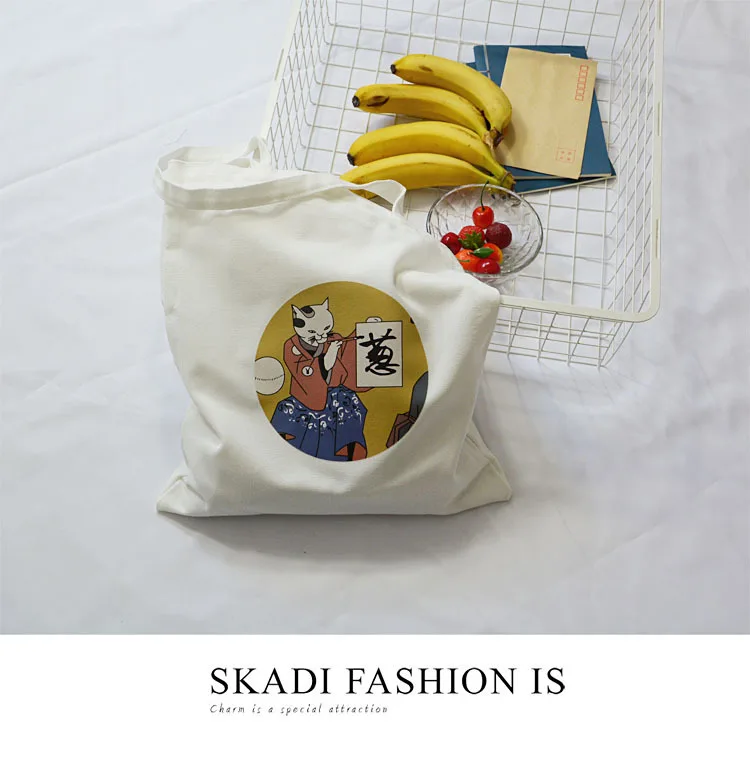 

Женские холщовые сумки на плечо, Мультяшные рандомные экологически чистые многоразовые женские сумки-шопперы