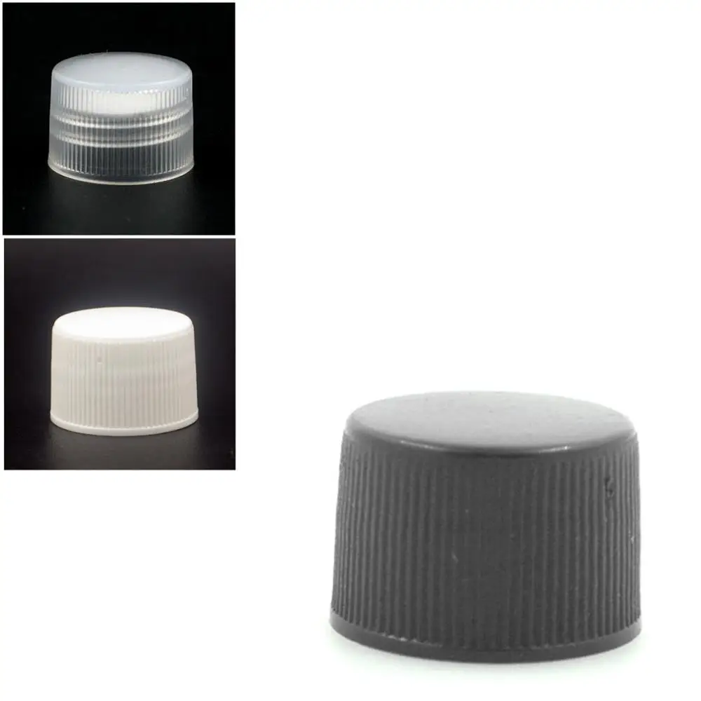 

20-410 black/white plastic ribbed Non Dispensing Cap with PE Foam Liner 10pc