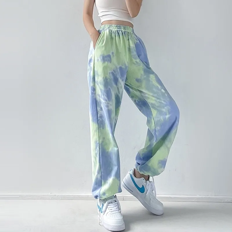 

Tie-dye pants women's jazz dancing pants autumn thin color high-waist loose-fitting hip-hop hip-hop sports pants women