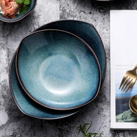 japanese style irregular blue eye kiln glaze ceramic tableware creative fruit salad ice crack porcelain seasoning sauce dish