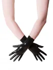 Бесплатная доставка, черные короткие латексные перчатки унисекс, варежки, фетиш, тонкий палец, длина запястья, бесшовные 3D