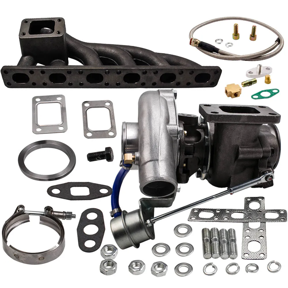 T04E T3 T4. 63 A/R турбонагнетатель + выпускной коллектор для BMW E36 M3 I6 92 99 4AN подачи масла