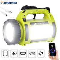 portable led searchlight rechargeable camping light 5 mode flashlight lanterna 3600mah power bank hand lamp with shoulder strap