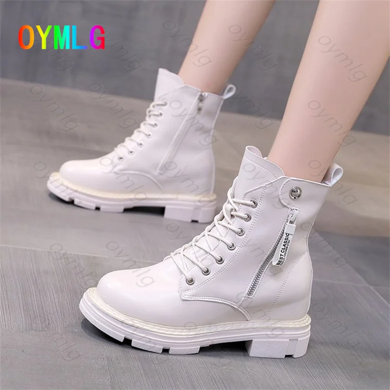 

2021autumn new soft-soled women's double zipper Martin boots British style black short tube flat-bottomed high boots women shoes