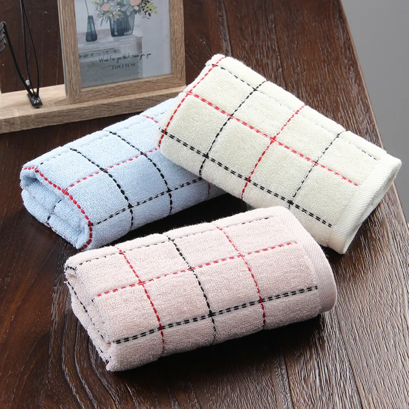 

Yaapeet Cotton 3pcs Colorful Plaid Towel Thin Section Durable Soft Face Towels Pretty Pure Color High Quality Bathroom Cloth