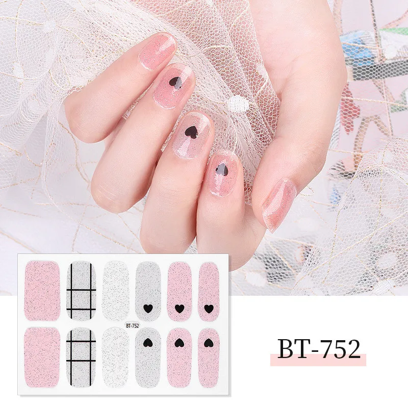 14 насадок/листов Корейская наклейка для Ногтей Полное покрытие наклейки