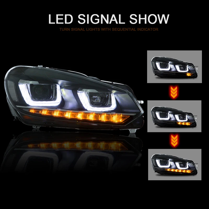 

CNSUNNYLIGHT Car Headlight Assembly For VW/Volkswagen Golf6/MK6 2008-2013 LED DRL Turn Signal Xenon HID Projector Lens Plug Play