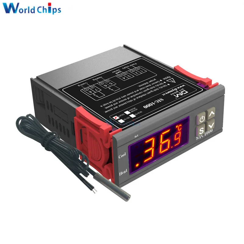 Цифровой светодиодный регулятор температуры переменный/постоянный ток 12 72 в 110 220