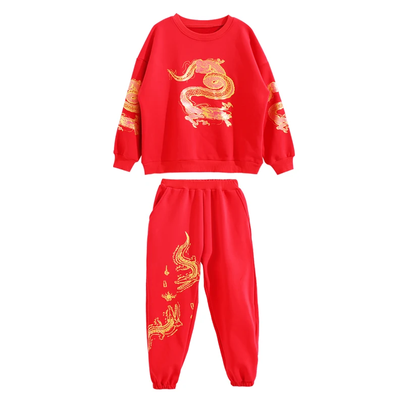 

New Chinese Style Kids Hip Hop Dance Clothes Boys Red/Black Hiphop Suit Girls Jazz Performance Costumes Stage Outfits DN6946