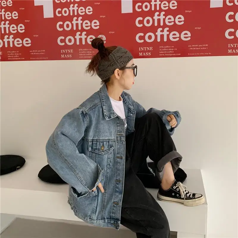 Куртка женская джинсовая Повседневная модная уличная одежда из денима Aq29