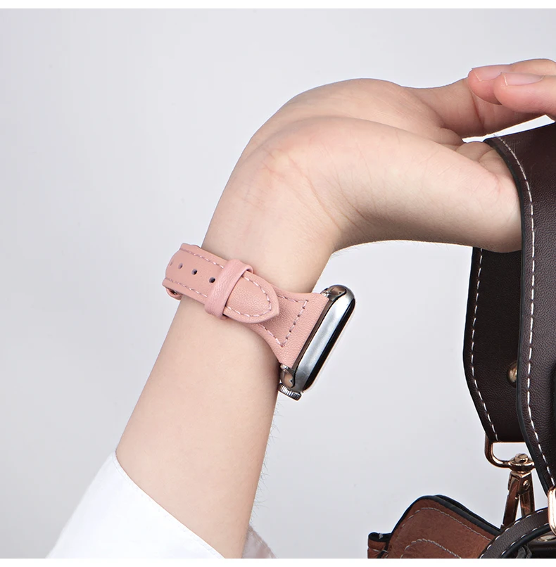 Ремешок из натуральной кожи для apple watch Series 6 se 5 4 3 тонкий браслет iwatch band 38 мм 42 44 40 |