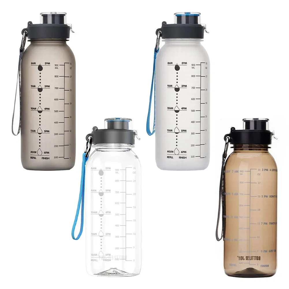 

Sport Bottle Leakproof 1000ML/35OZ Drinking Bottle With Time Marker Reminder BPA Free Silicone Seal Ring For Outdoor Gym