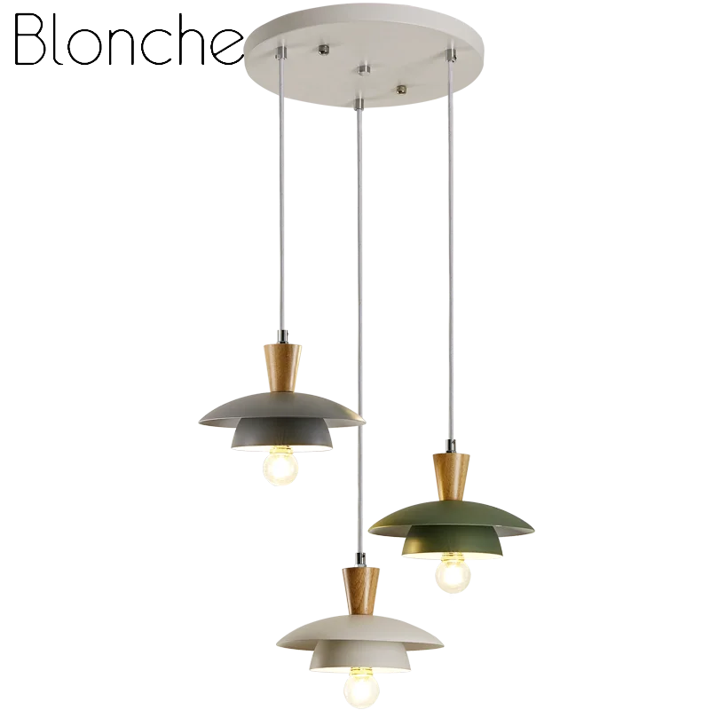 Modern Pendant Light Wrought Iron Style Chandelier Simple Macaron Bedroom Dining Room Living Room Corridor Creative Lamps E27