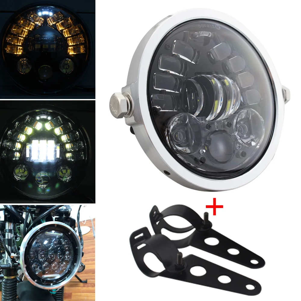 

5.75" 5 3/4 Motorcycle LED Headlight Headlight Trim Ring Bracket Turn Signal Light For Harley Sportster 883 XL883 883R XL883R