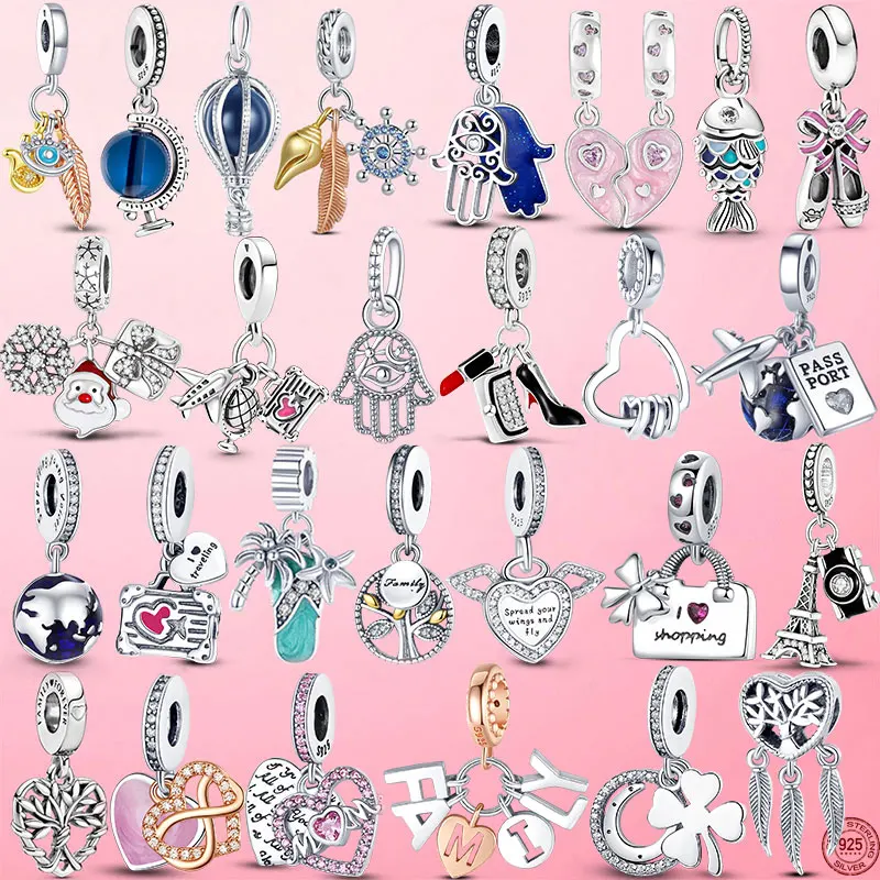 

HOT SALE 925 Sterling Silver Sparkling Family Tree Dangle Charm Beads Fit Original Pandora Bracelet Pendant Necklace Jewelry