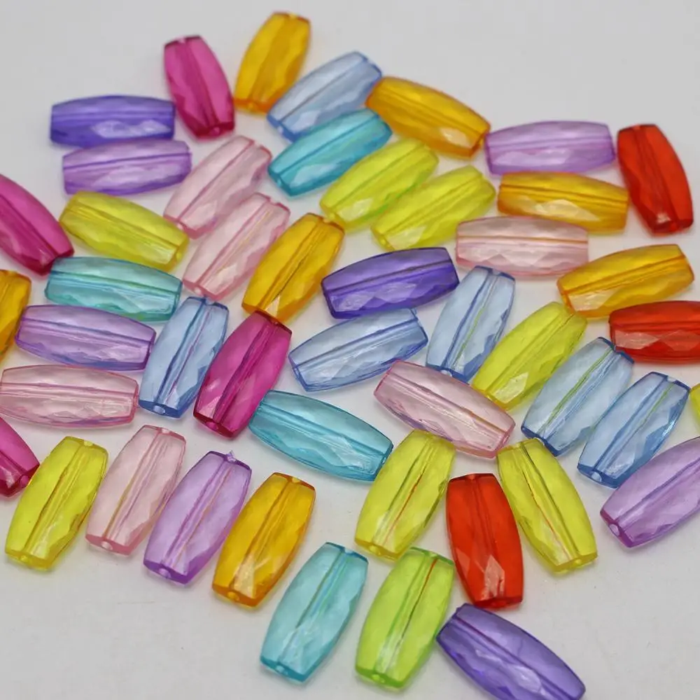 

100 Mixed Colour Transparent Acrylic Flat Oval Tube Beads 18mm