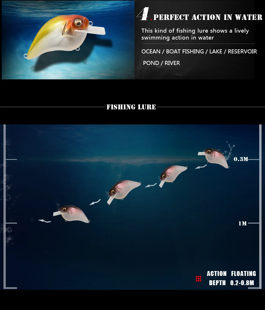 2019 кренкбейт рыболовные приманки жесткая приманка плавающая 65 мм 16 г океанская