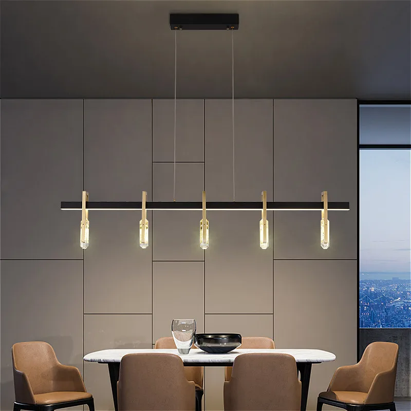 Lámpara posmoderna de lujo de cobre, colgante de cristal, nórdica, iluminación para el interior de hogar, sala de estar, cocina, comedor