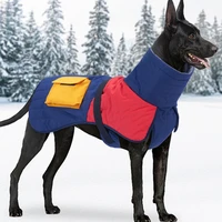 winter warm dog clothes thick dog jacket patchwork clothing dog pocket coat for medium large dogs greyhound