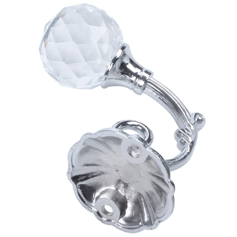 

2Pcs Metal Crystal Glass Support Hook Curtain Holder Tieback Hook