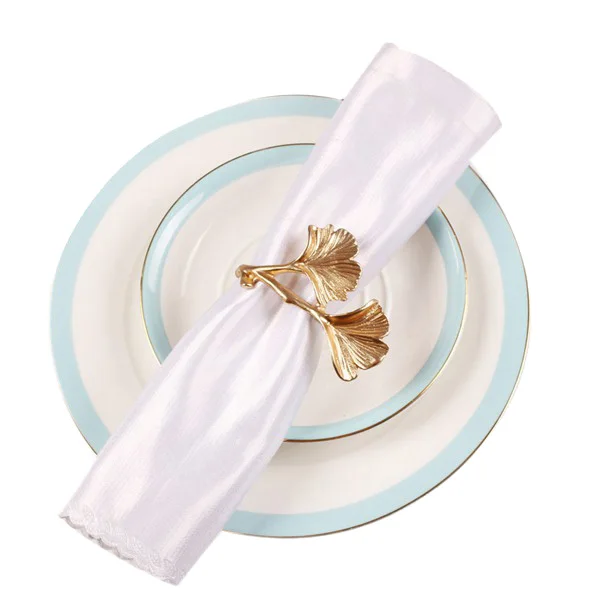 

12Pcs Golden Gingko Leaf Napkin Ring Wedding Hotel Decoration Napkin Buckle