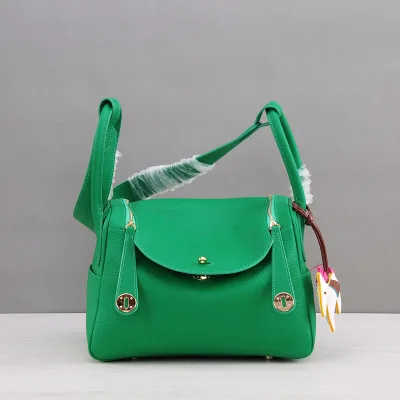 MZORANGE New classic genuine leather women handbags Fashion Lady shoulder bags nineteen color Casual Tote crossbody bag - Color: Green