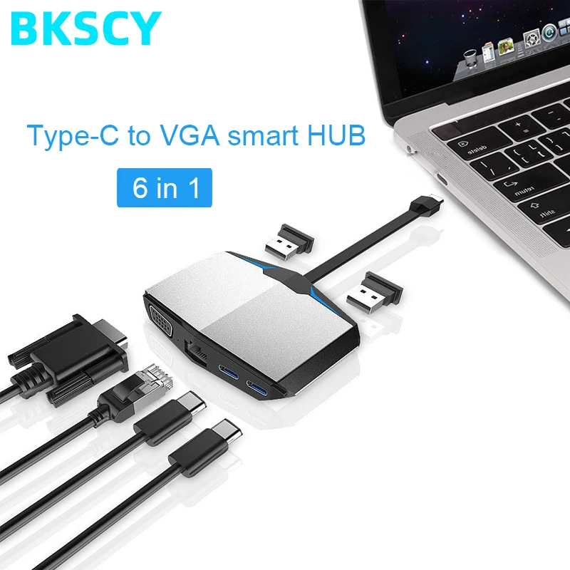 BKSCY Type c разветвитель для мультипорта USB 3 0 Vga адаптер док станция MacBook Pro аксессуары