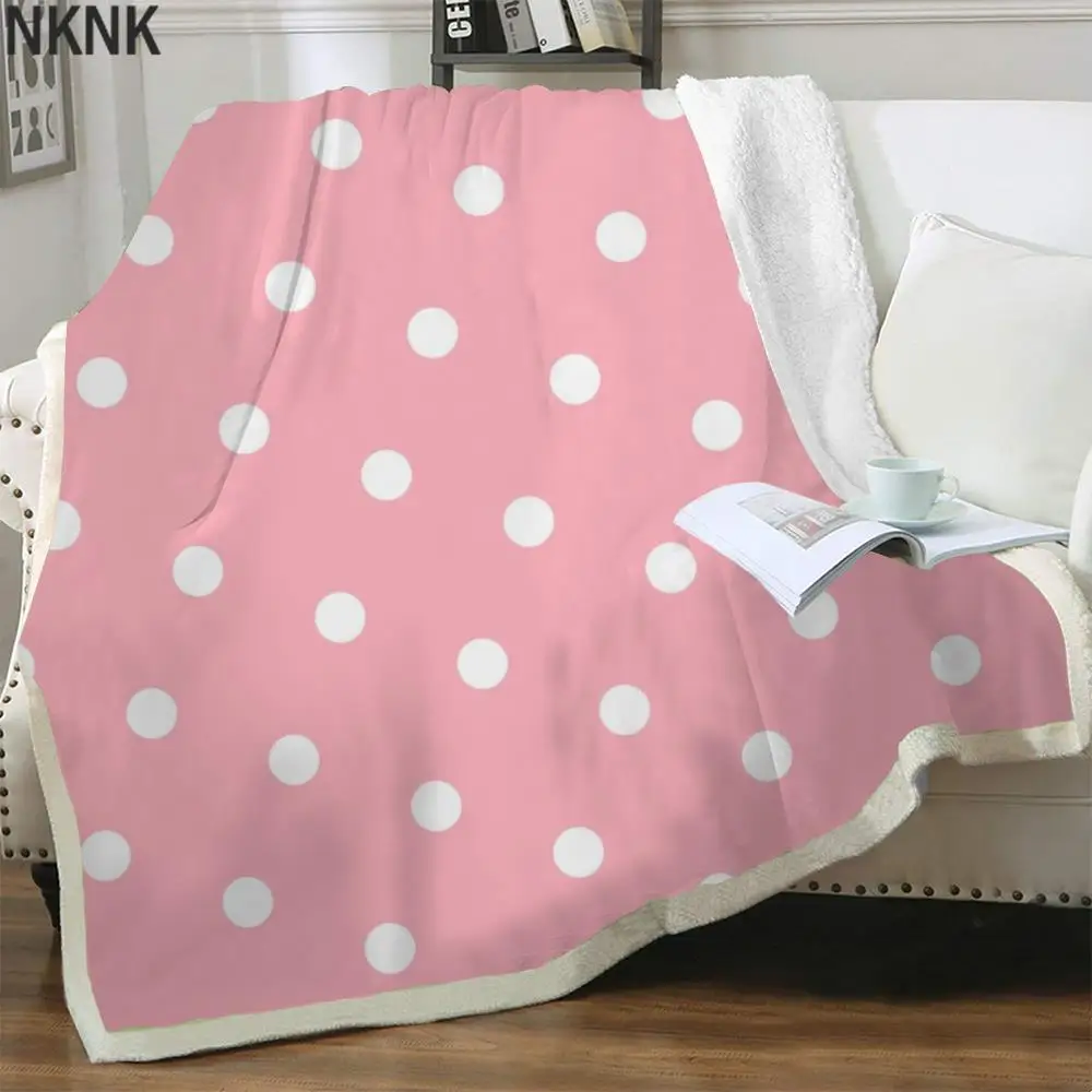 

NKNK Colorful Blankets Dots Blankets For Beds Lovely Bedding Throw Pink Bedspread For Bed Sherpa Blanket New High Quality Adult