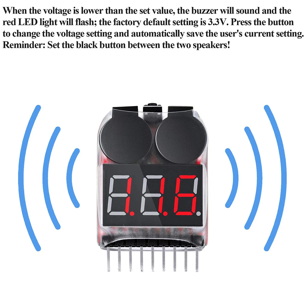 

10pcs 1S-8S Battery Voltage Meter Tester Lipo Battery Monitor Buzzer Alarm Indicator For Lipo Li-Ion Limn Li-Fe Battery