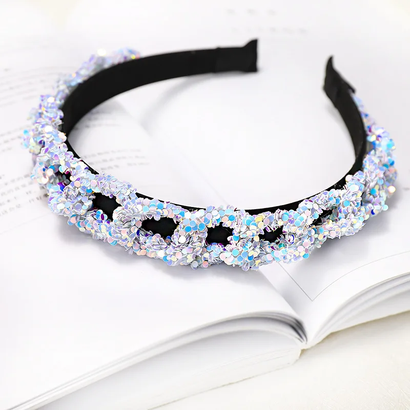 C680 white Модные резинки для волос в горошек для женщин, стразы, украшение для волос, повязка на голову, Opaska, аксессуары для волос, diademas para el pelo mujer - Цвет: C680 white